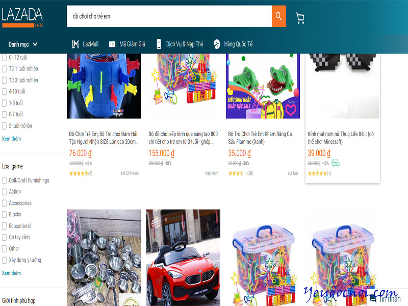 Lazada.vn - Trang web bán đồ chơi trẻ em được truy cập nhiều nhất